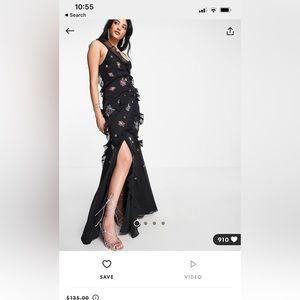 Asos design black beaded floor length dress